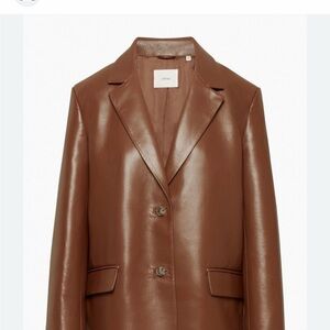 & Other Stories Brown Leather Blazer Jacket